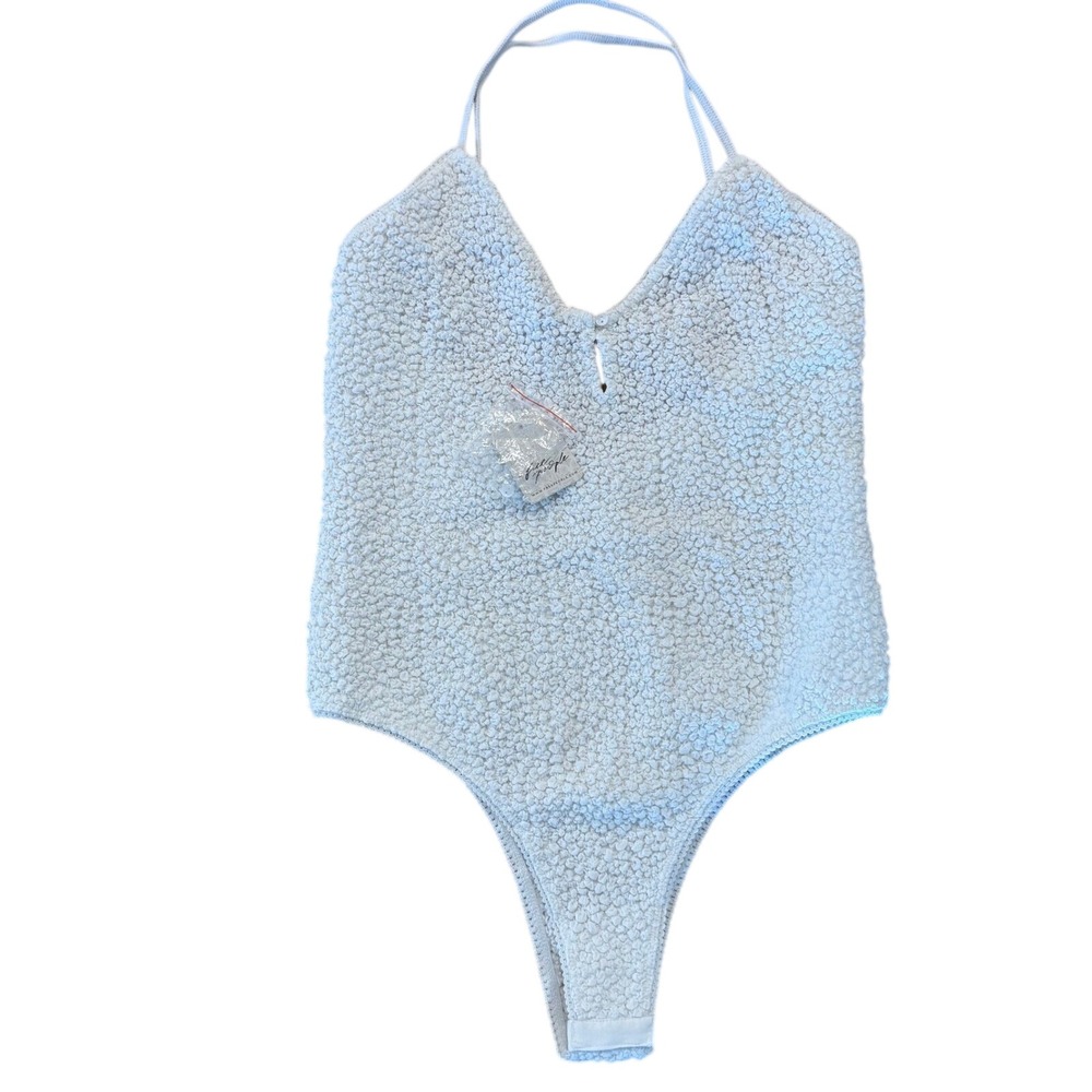 Free People Marshmallow Teddy Bodysuit White Textured Lace Strappy Back Size‎ M